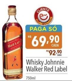 Supermercados Condor Whisky Johnnie Walker Red Label 750ml oferta