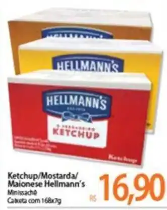Atacadão Ketchup/ Mostrada/ Maionese Hellmann's168x7g oferta