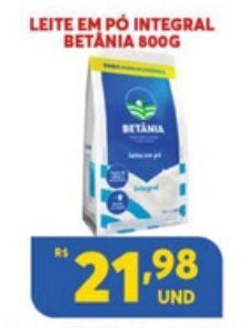 Atacadão Centro Sul Leite em po integral Betania 800g oferta