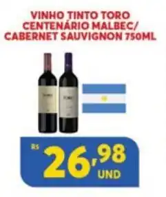Atacadão Centro Sul Vinho Tinto Toro Centenario Malbec/ Cabernet Sauvignon 750ml oferta