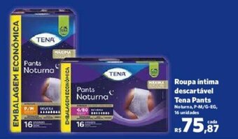 Sam's Club Roupa intima descartável Tena Pants Noturna, P-M/G-EG, 16 unidades oferta