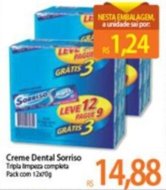 Atacadão Creme Dental Sorriso 12x70g oferta