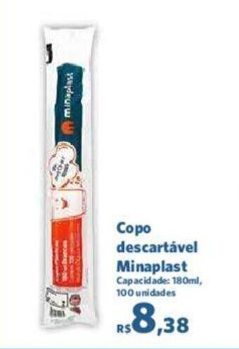 Copo descartável Minaplast Capacidade: 180ml, 100 unidades