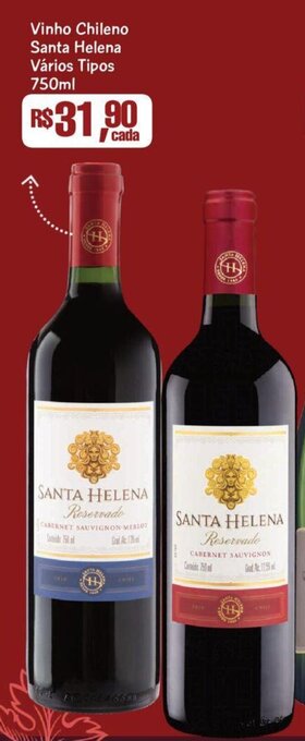 Supermercados Mateus Vinho Chileno Santa Helena Vários Tipos 750ml oferta