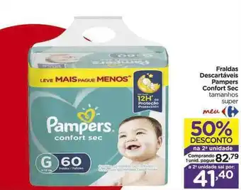 Carrefour Fraldas Descartáveis Pampers Confort Sec 50% Desconto Na 2a Unidade oferta