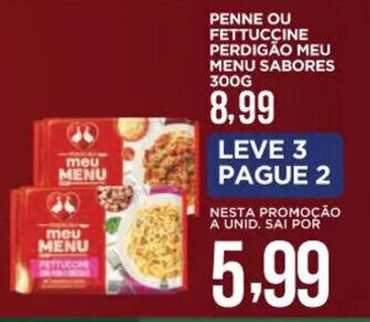 Apoio Mineiro PENNE OU FETTUCCINE PERDIGÃO MEU MENU SABORES 300G oferta