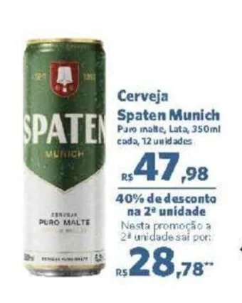 Sam's Club Cerveja Spaten Munich Paro malle, Lata, 350ml cada, 12 unidades oferta