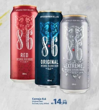 Sam's Club Cerveja 8.6 Original/Red/ Extreme, Lata, 500ml oferta