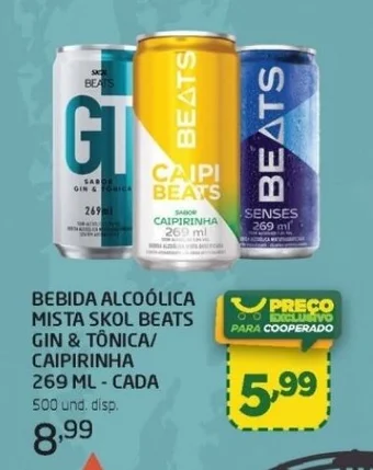 Cooper BEBIDA ALCOÓLICA MISTA SKOL BEATS GIN & TÔNICA/ CAIPIRINHA 269 ML - CADA oferta
