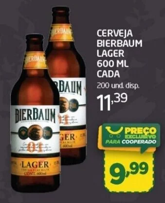 Cooper CERVEJA BIERBAUM LAGER 600 ML CADA oferta