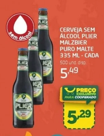 Cooper CERVEJA SEM ÁLCOOL PLIER MALZBIER PURO MALTE 335 ML - CADA oferta
