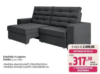 Estofado 4 Lugares Malibu Cód: 42464