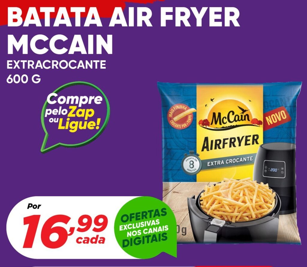 Batata Congelada Extracrocante McCain Airfryer Pacote 600g