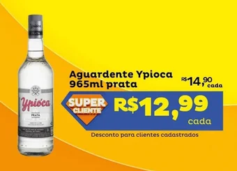 Super Lagoa Aguardente Ypioca 965ml prata oferta