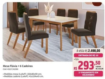 Deltasul Mesa Flávia + 6 Cadeiras oferta