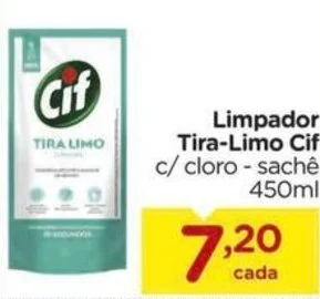 Limpador Tira-Limo Cif c/ cloro - sachê 450ml