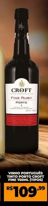Pinheiro Supermercado VINHO PORTUGUÊS TINTO PORTO CROFT FINE 750ML (TIPOS) oferta