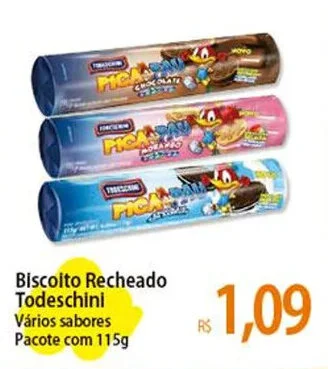 Atacadão Biscoito Recheado Todeschini Vários sabores Pacote com 115g oferta
