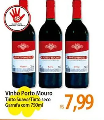 Atacadão Vinho Porto Mouro Tinto Suave/Tinto seco Garrafa com 750ml oferta