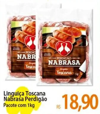 Atacadão Linguiça Toscana Nabrasa Perdigão Pacote com 1kg oferta