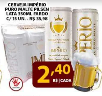 Iquegami Supermercados CERVEJA IMPÉRIO PURO MALTE PILSEN LATA 350ML FARDO C/15 UN. oferta