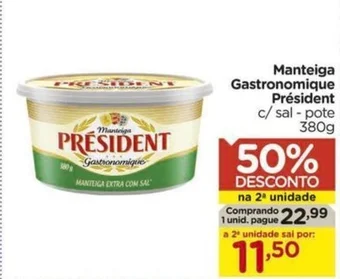 Carrefour Manteiga Gastronomique Président c/ sal - pote 380g oferta