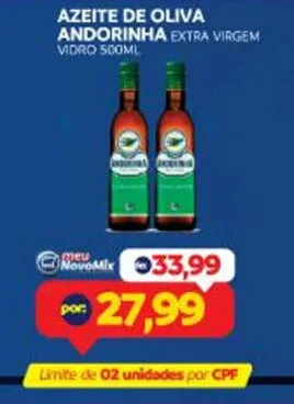 Novo Mix AZEITE DE OLIVA ANDORINHA EXTRA VIRGEM VIDRO 500ML oferta