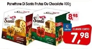 Cercadão Panettone Di Santo Frutas Ou Chocolate 400g oferta