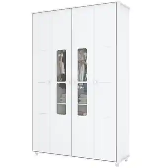 Benoit Guarda roupa / roupeiro henn i114 aquarela com 4 portas e vidro 200x132x44cm oferta