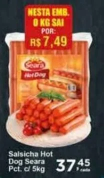 Rossi Supermercado Salsicha Hot Dog Seara pct c/ 5kg oferta