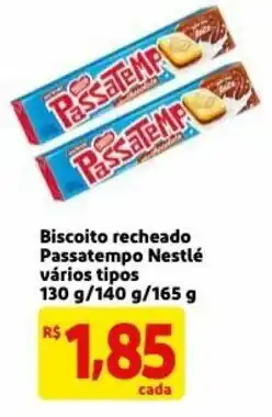 Mercado Extra Biscoito Recheado Passatempo Nestle varios tipos 130g/140g/165g oferta