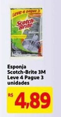 Mercado Extra Esponja Scotch-Brite 3M limpeza extrema Leve 4 Pague 3 unidades oferta