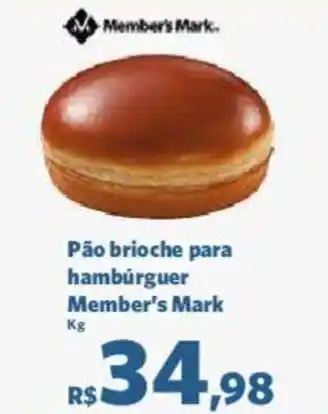 Sam's Club Pão brioche para hambúrguer Member's Mark kg oferta