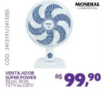 VENTILADOR SUPER POWER 30 cm, 30 W, 127 V ou 220 V