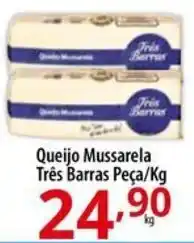 Akki Atacadista Queijo Mussarela Três Barras Peça/Kg oferta