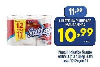 Arena Atacado Papel Higiénico Neutro Folha Dupla Sulleg 30m Leve 12 Pague 11 oferta