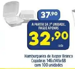 Arena Atacado Hamburguer de Isopor Branco Copobras 146 x 146 68 com 10 unidades oferta