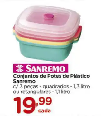Conjuntos de Potes de Plastico Sanremo 1.1L