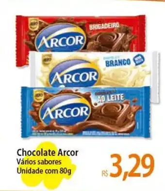 Atacadão Chocolate Arcor Vários sabores Unidade com 80g oferta
