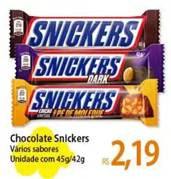 Atacadão Chocolate Snickers Vários sabores Unidade com 45g/42g oferta