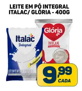 Dom Atacadista LEITE EM PÓ INTEGRAL ITALAC/ GLÓRIA - 400G oferta