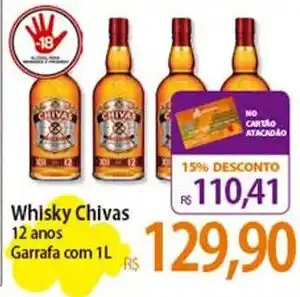 Atacadão Whisky Chivas 12 anos Garrafa com 1L oferta