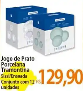Jogo de Prato Porcelana Tramontina Sissi/Enseada Conjunto com 12 unidades