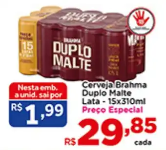 Shibata Supermercados Cerveja Brahma Duplo Malte Lata - 15x310ml Preço Especial oferta