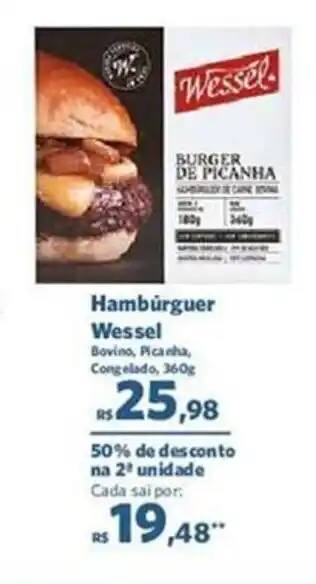 Sam's Club Hambúrguer Wessel Bovino, Picanha, Congelado, 360g oferta