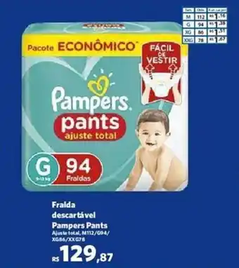 Sam's Club Fralda descartável Pampers Pants oferta