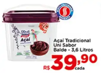 Açai Tradicional Uni Sabor Balde - 3,6 Litros