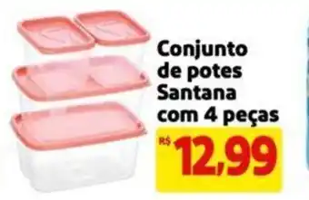 Extra Supermercado Conjunto de potes Santana com 4 peças oferta