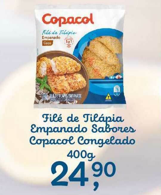 Filé De Tilápia Empanado Sabores Copacol Congelado 400g oferta na Beal