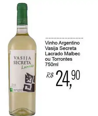 Festval Vinho Argentino Vasija Secreta Lacrado Malbec Ou Torrontes 750ml oferta